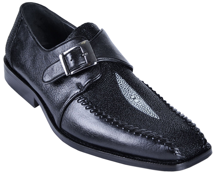 Los Altos Black Genuine Stingray W/Deer Belt Buckle Shoes ZV061105